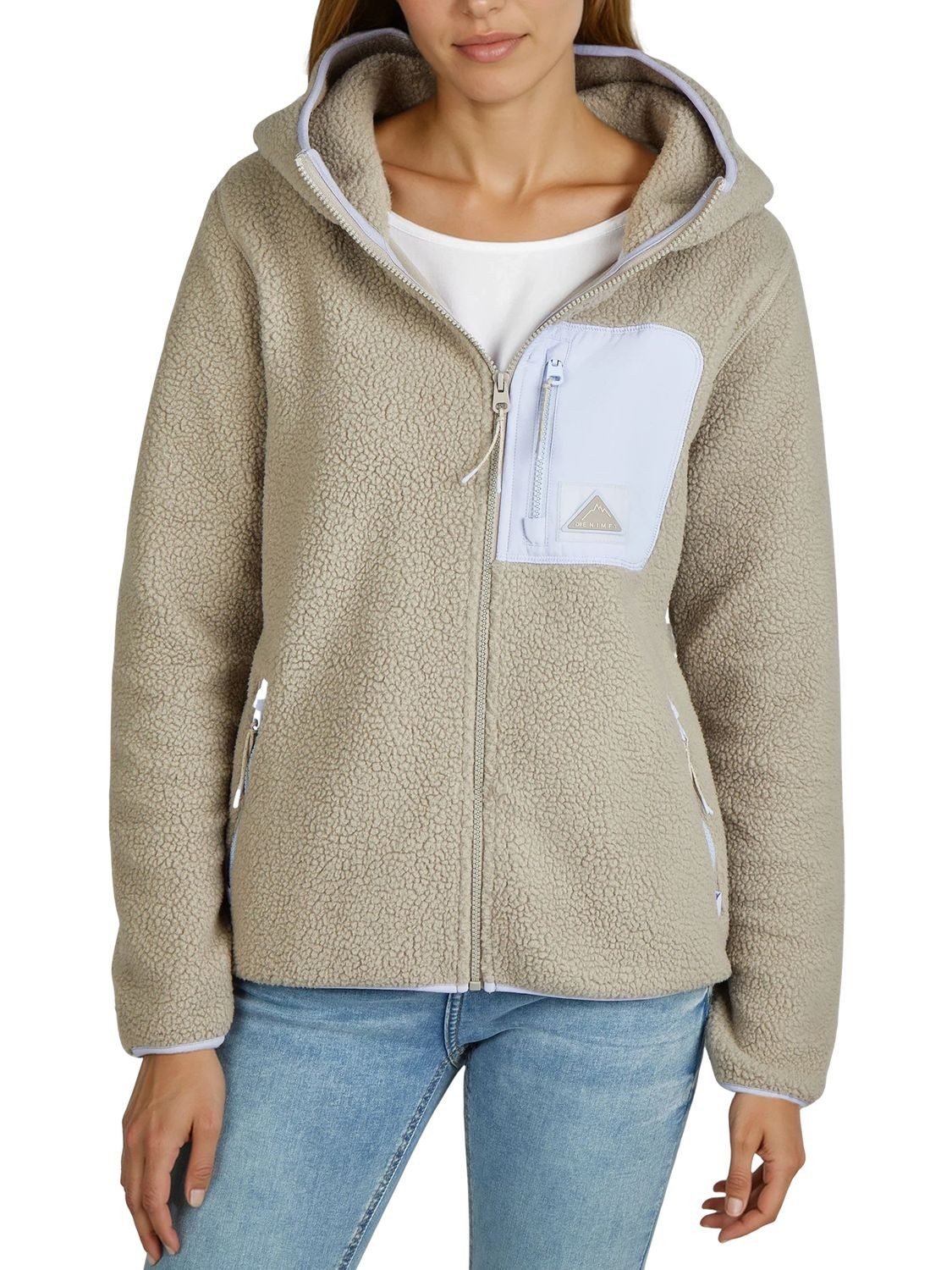 DENIMFY Outdoorjacke Damen Fleecejacke DFLea Regular Fit Übergangsjacke mit Teddyfleece