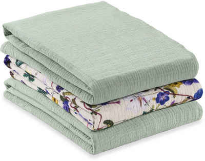 Hauck Stoffwindeln Mulltücher-Set Cuddle N Clean, sage/floral (Set, 3-St)