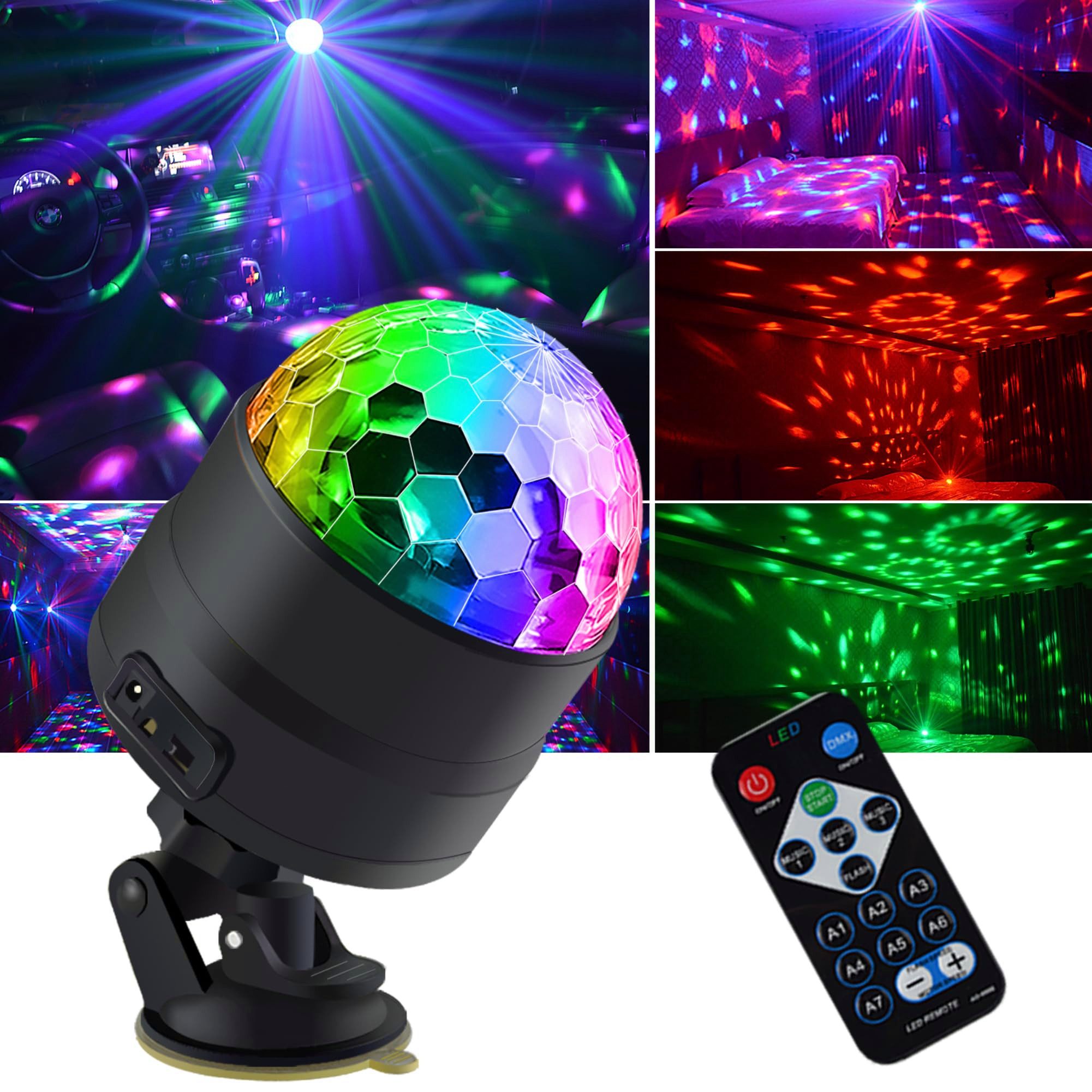 Jioson Discolicht Diskokugel Licht Mini-Discokugel-Beleuchtung USB-Stroboskop-Partylicht, Discokugel Partylicht mit Saugnapf, 7 Lichtfarbeffekt 3 Tonaktivierungsmodi, für Karaoke-Anlagen sowie als für Partys, Geburtstagsfeiern
