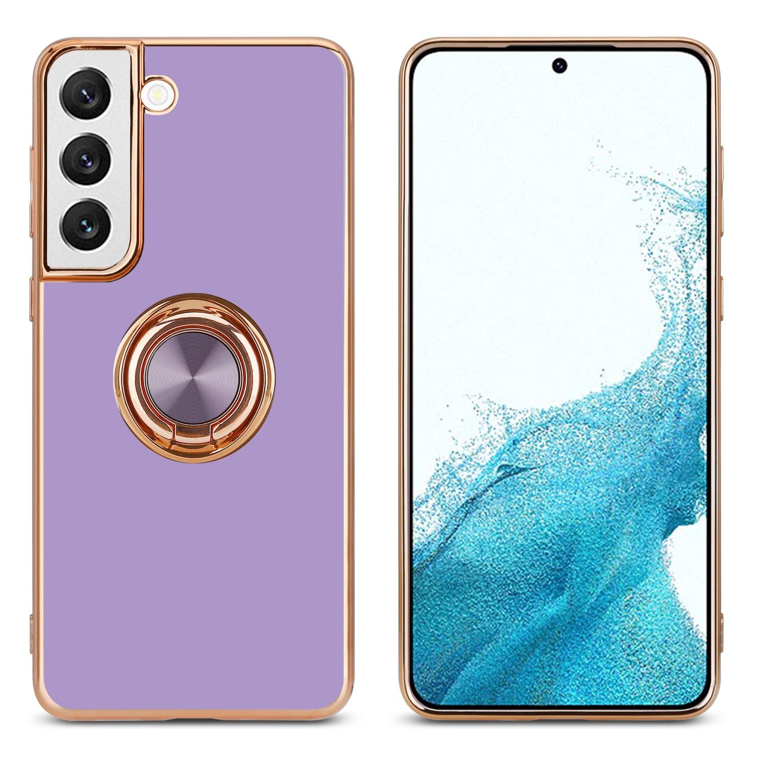 Cadorabo Handyhülle für Samsung Galaxy S21 5G Hülle Samsung Galaxy S21 5G, Schutzhülle - TPU Silikon Hülle - mit Kameraschutz und Ring