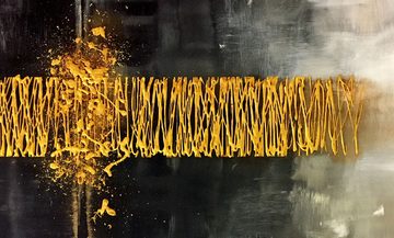 WandbilderXXL Gemälde Riven Gold 120 x 80 cm, Abstraktes Gemälde, handgemaltes Unikat