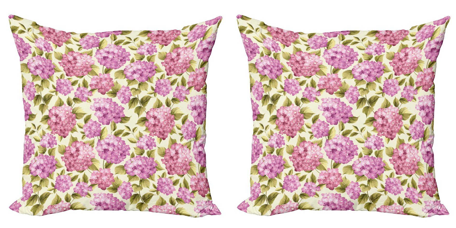Doppelseitiger (2 Stück), Blättern Chic Kissenbezüge Shabby Modern Digitaldruck, Abakuhaus Accent mit Blume