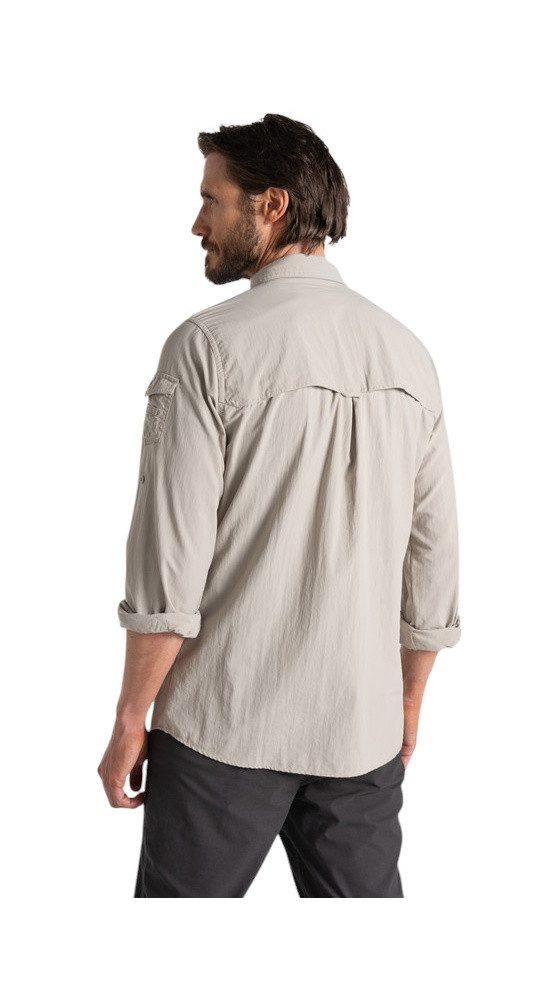 Craghoppers Langarmhemd NosiLife Adventure LS III (Brusttasche, leicht) beige/hellgrau Herren – Bild 3 von 5