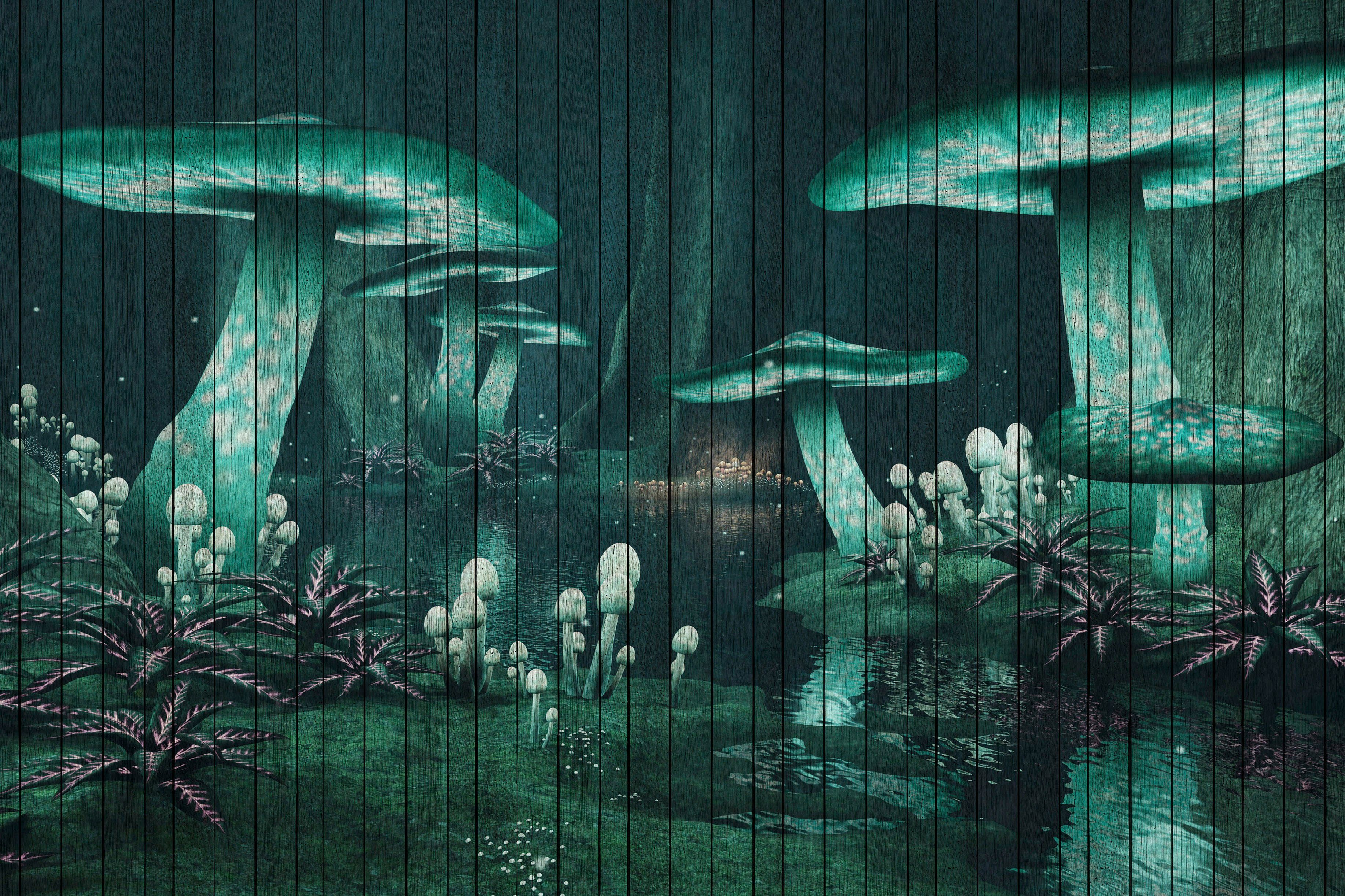 Création fantasy, Holzoptik Keilrahmen Abstrakt St), A.S. grün Bild (1 Leinwandbild Fantasiewelt