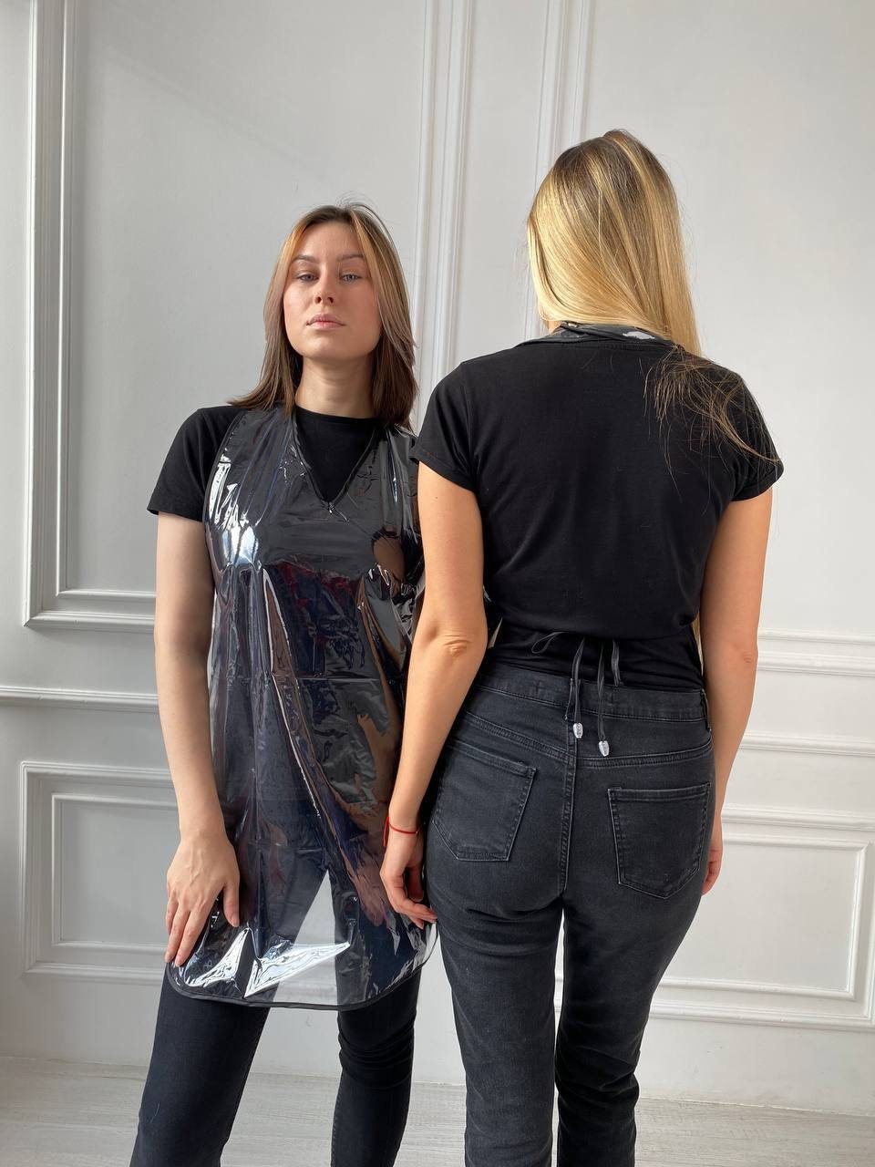 Kittelschürze Transparente PVC Latzschürze, Friseurschürze