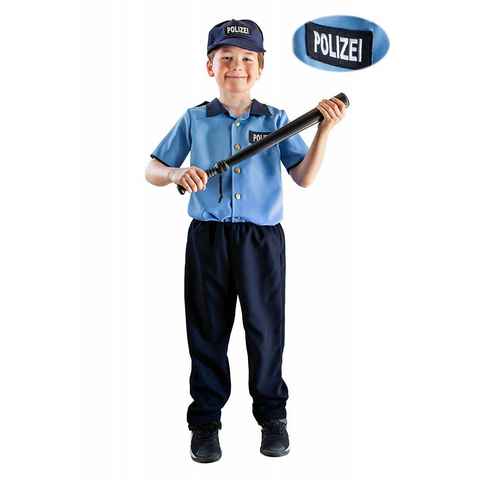 Karneval-Klamotten Polizei-Kostüm Polizist Junge Uniform mit Mütze Karneval, Kinderkostüm Polizei MIT Mütze Faschingskostüm