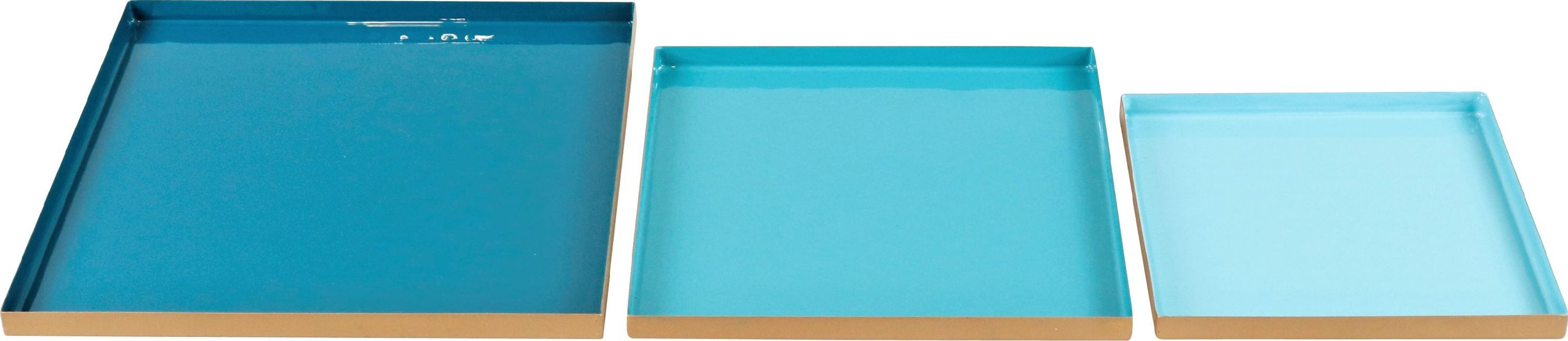 FURNARO Servierplatte, Eisen, (3-tlg), quadratisch, stapelbar, glänzend lackiert, verschiedene Größen