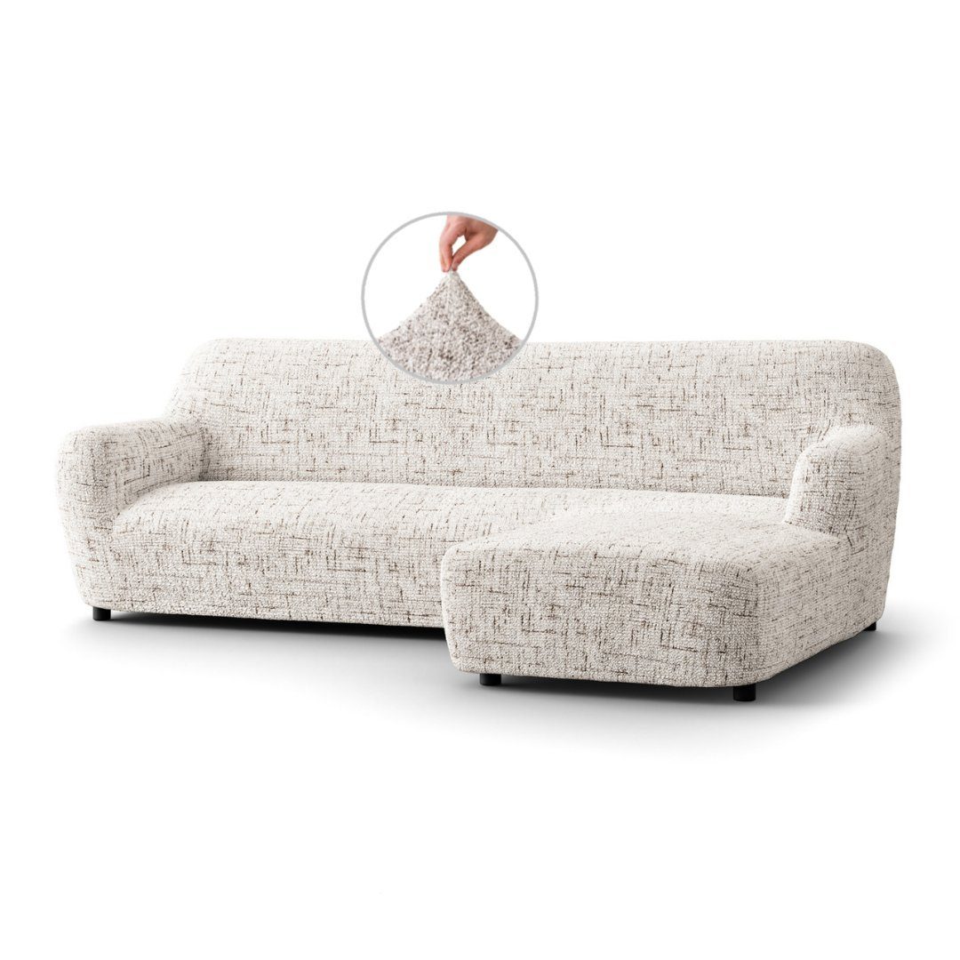 Sofahusse 1-teiliger Sofabezug für L-Form mit mane, italienische Handarbeit, Paulato by GA.I.CO, blickdichter, langlebiger 2-farbiger Mikrofaserstoff natur