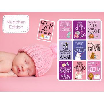 GLÜCKSWOLKE Grußkarten Meilenstein Karten Baby für Mädchen oder Junge, Meilensteinkarten I Foto Babykarten als besonderes Geschenk zur Geburt