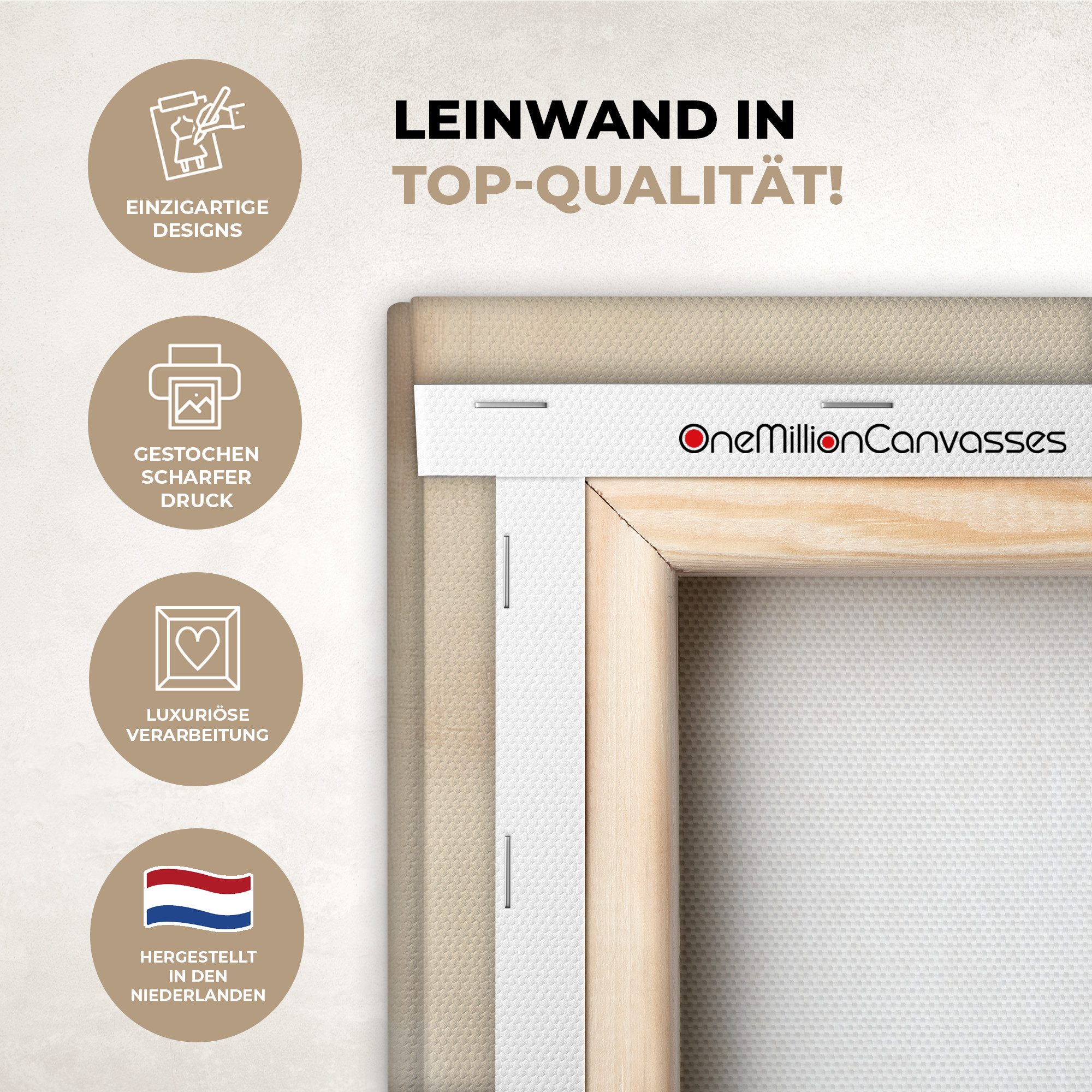 OneMillionCanvasses® Leinwandbild Schleife - Streifen - Minimalistisch - Schwarz, Fotodruck (1 St), Wandbild, Deko Schlafzimmer Wohnzimmer Flur 20x20 cm