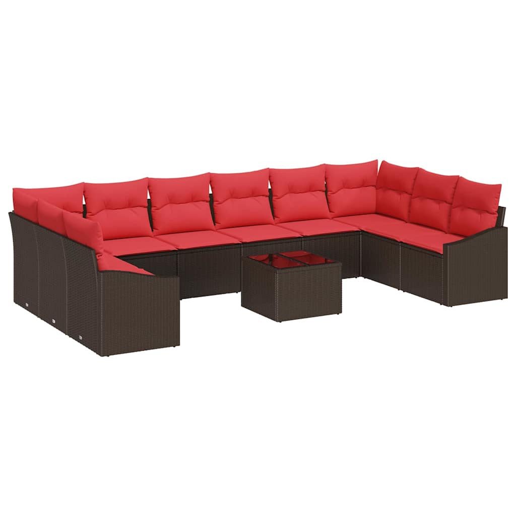 vidaXL Gartenlounge-Set Sofa Set 11 Stk. Braun [Synthetisch]: Poly Rattan, (11-tlg)
