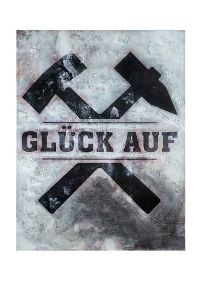 GILDE Bild GILDE Gemälde Glück Auf - grau-schwarz - H. 120cm x B. 90cm