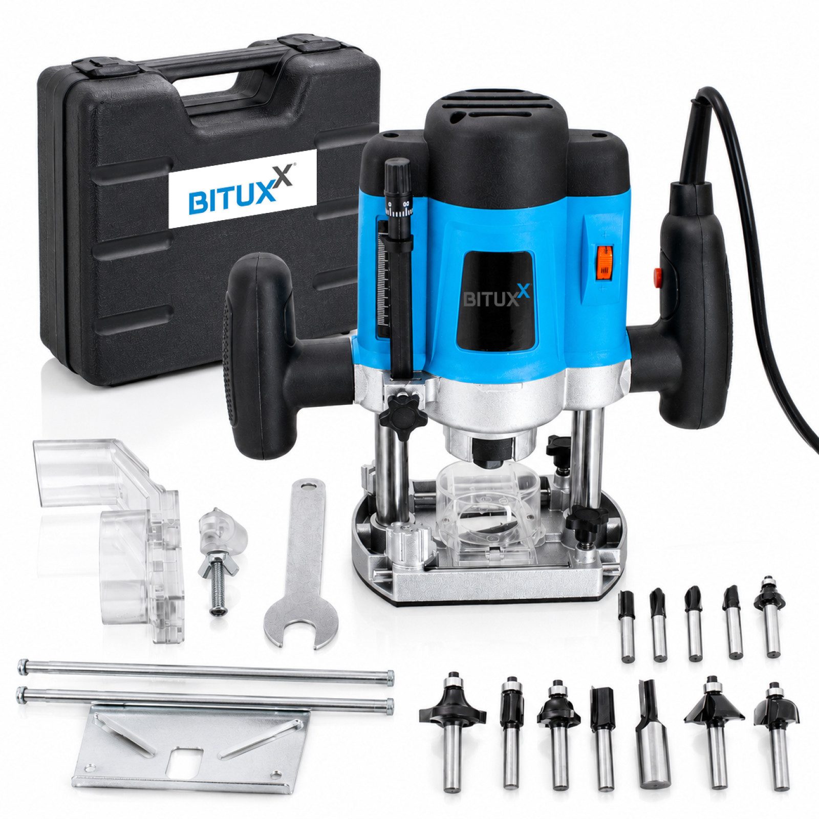 Bituxx Oberfräse Bituxx Oberfräse 1200 Watt inkl. 12 tlg Fräser Satz, (Set, 13-tlg., MS-18364)