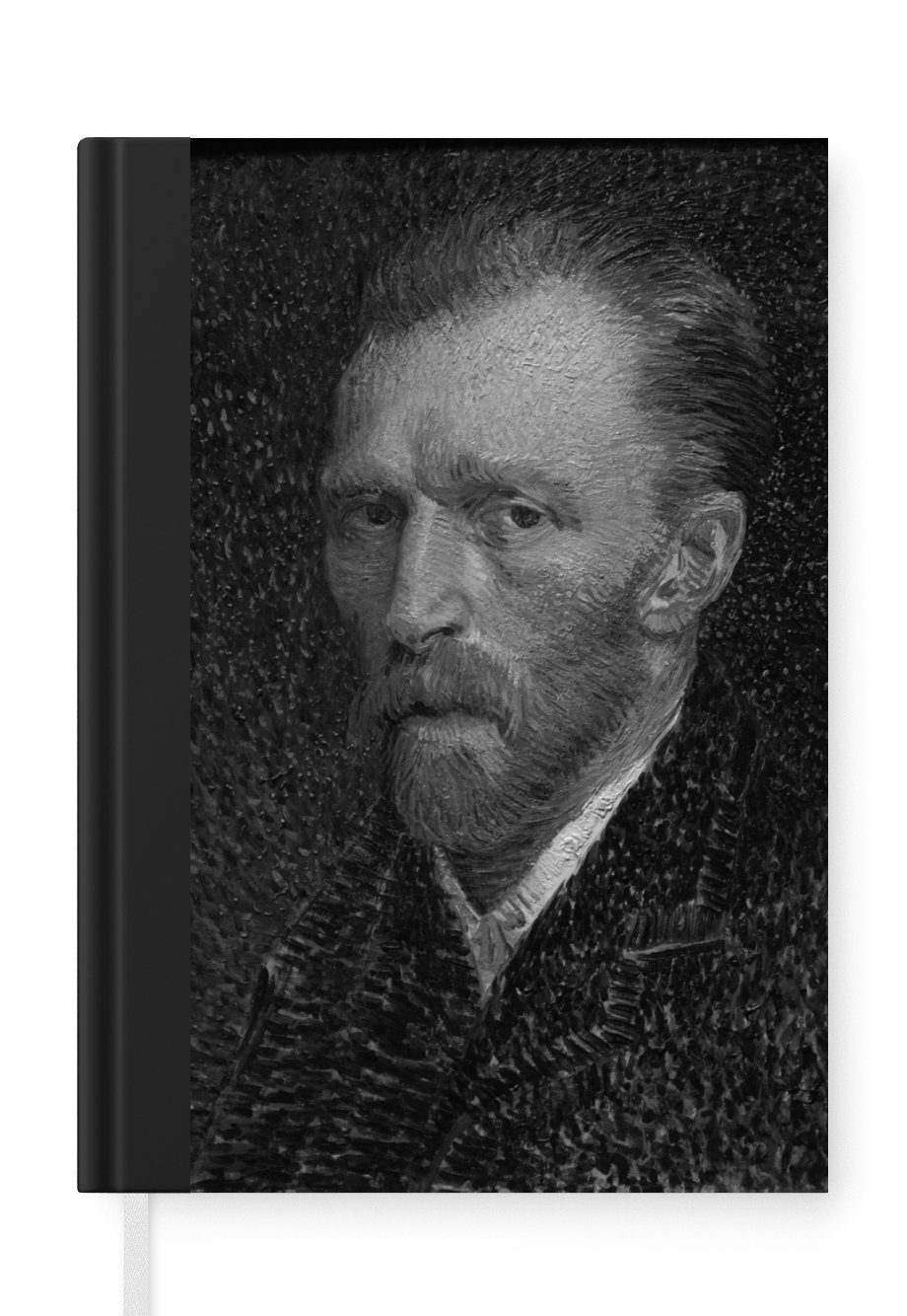 MuchoWow Notizbuch Selbstporträt von Vincent van Gogh - Schwarz und weiß, Journal, Merkzettel, Tagebuch, Notizheft, A5, 98 Seiten, Haushaltsbuch