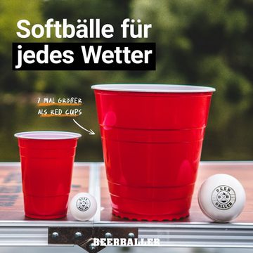 BeerBaller Spielesammlung, Trinkspiel BeerBaller® Giant Pong - 20 rote Cups und 2 Bälle im XXL Format, Flunkyball nur besser!