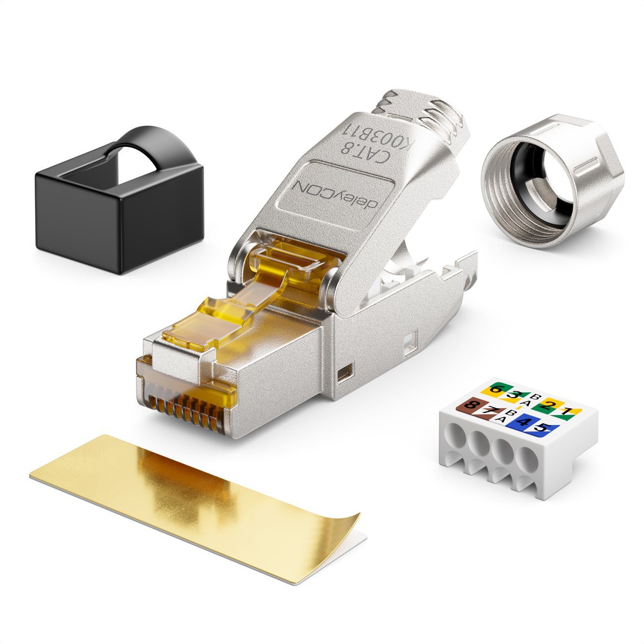 deleyCON deleyCON 2x CAT8 Netzwerkstecker RJ45 Geschirmt 40Gbit/s Stecker für Netzwerk-Adapter