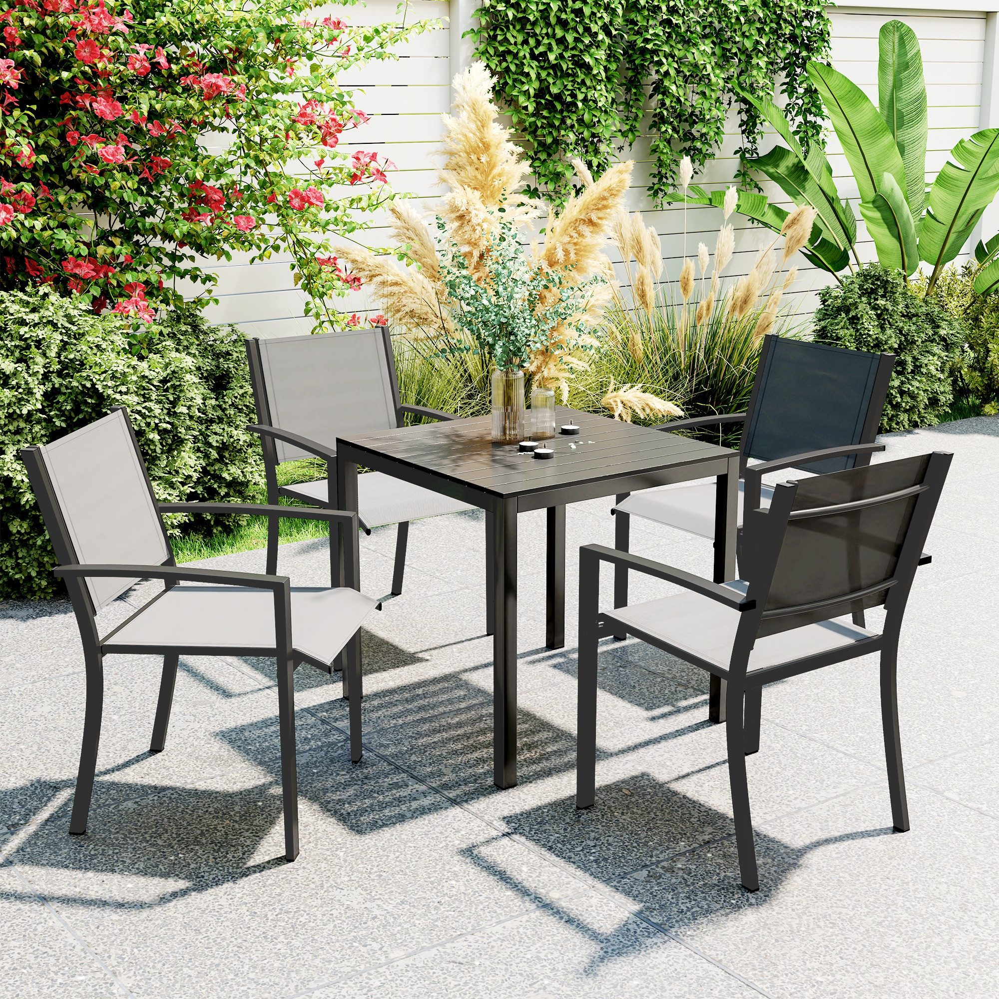 Outsunny Gartentisch mit Holzoptik, für 4 günstig online kaufen