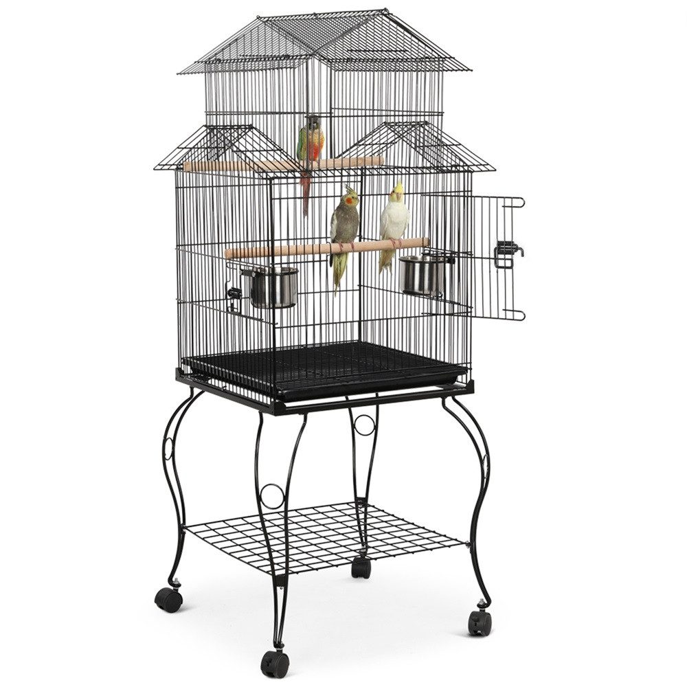 Yaheetech Vogelkäfig, Vogelvoliere auf Rollständer Vogelhaus abziehbare Ständer