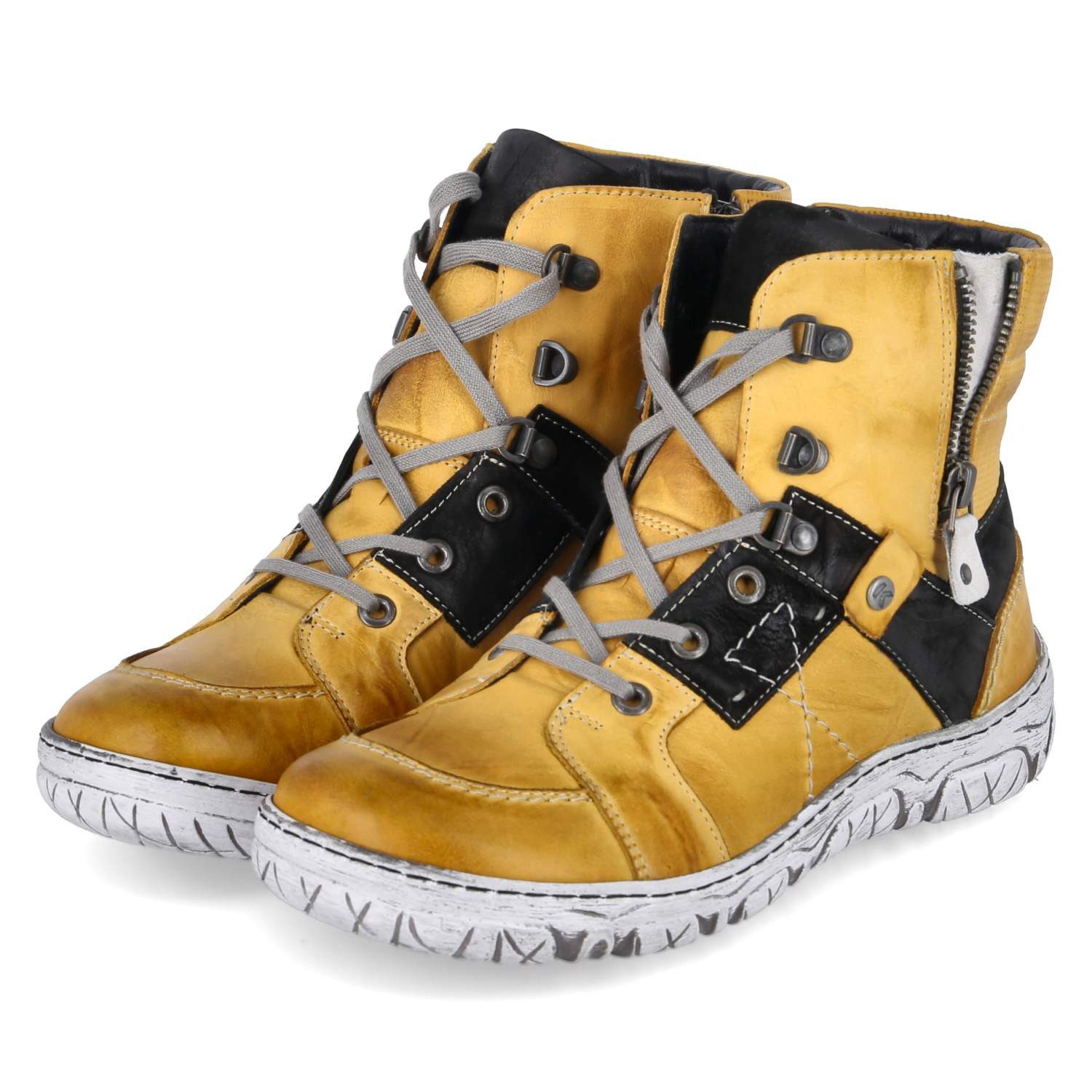 KRISBUT Krisbut 3303A-9 PO Damen Glattleder yellow Schnürstiefel