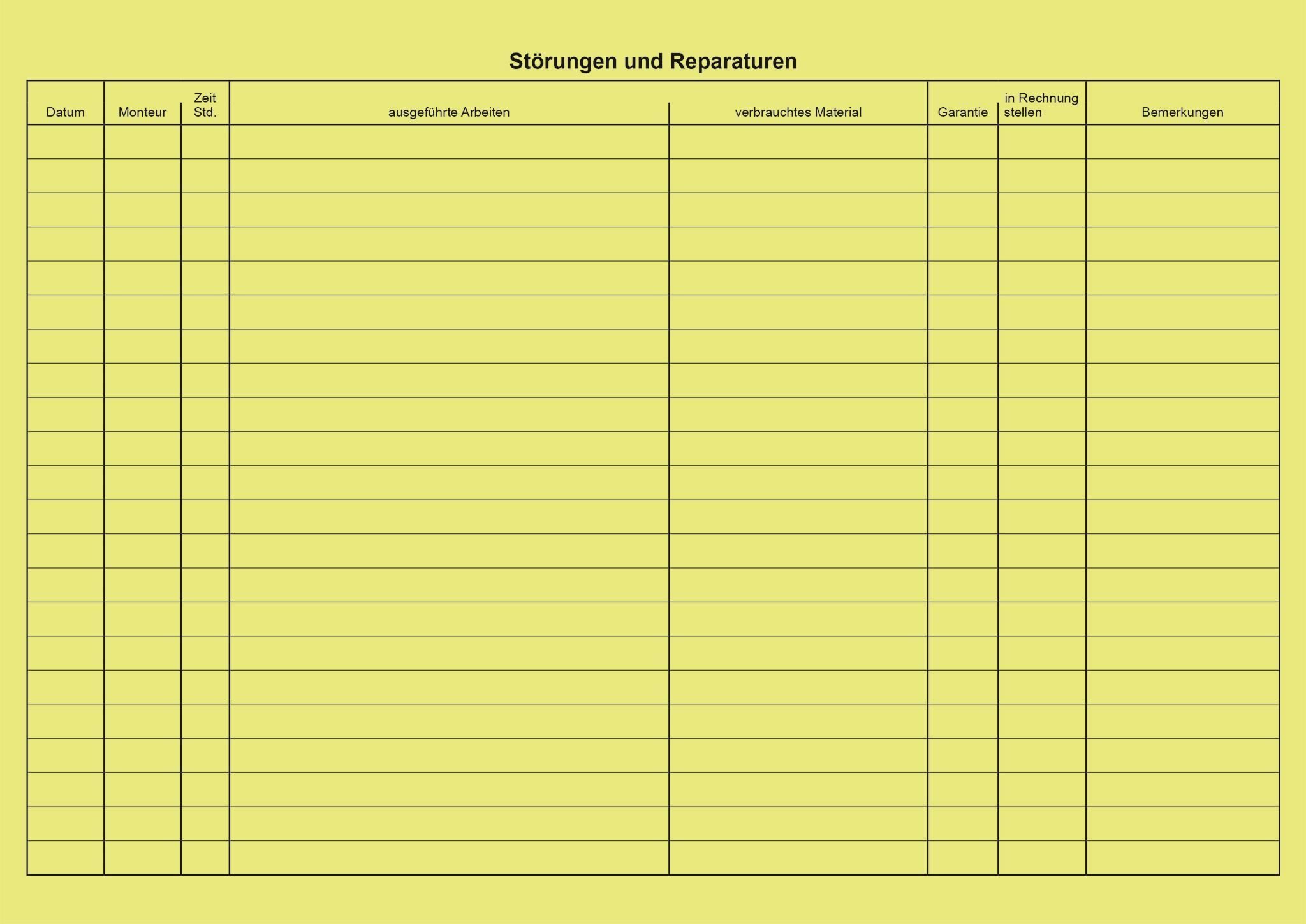 RNK Formularblock RNK Kundendienstkarte Ölfeuerungsanl. gelb A4 quer