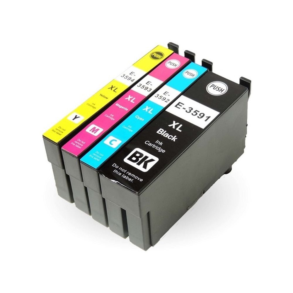 inkpro 4er XL-Druckerpatronen Set T35XL kompatibel mit Epson 35XL Tintenpatrone (T3591, T3592, T3593, T3594 für WorkForce Pro WF-4720 DWF, WF-4725 DWF, WF-4730 DTWF, WF-4735 DTWF, WF-4740 DTWF, 4-tlg., je eine Patrone T3591 Schwarz, T3592 Cyan, T3593 Magenta, T3594 Gelb)