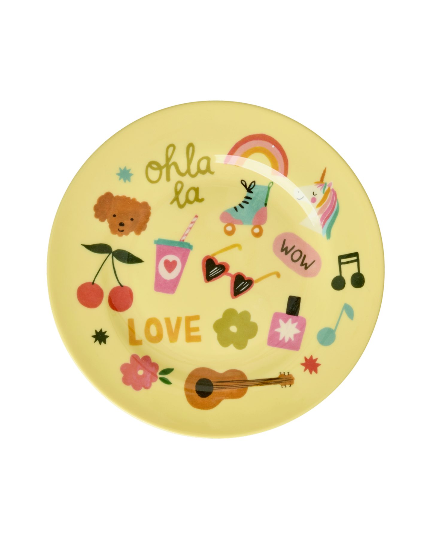 rice Kunststoffteller Rice Melamin Kinderteller - Soft Yellow Unicorn Love Ø 20cm
