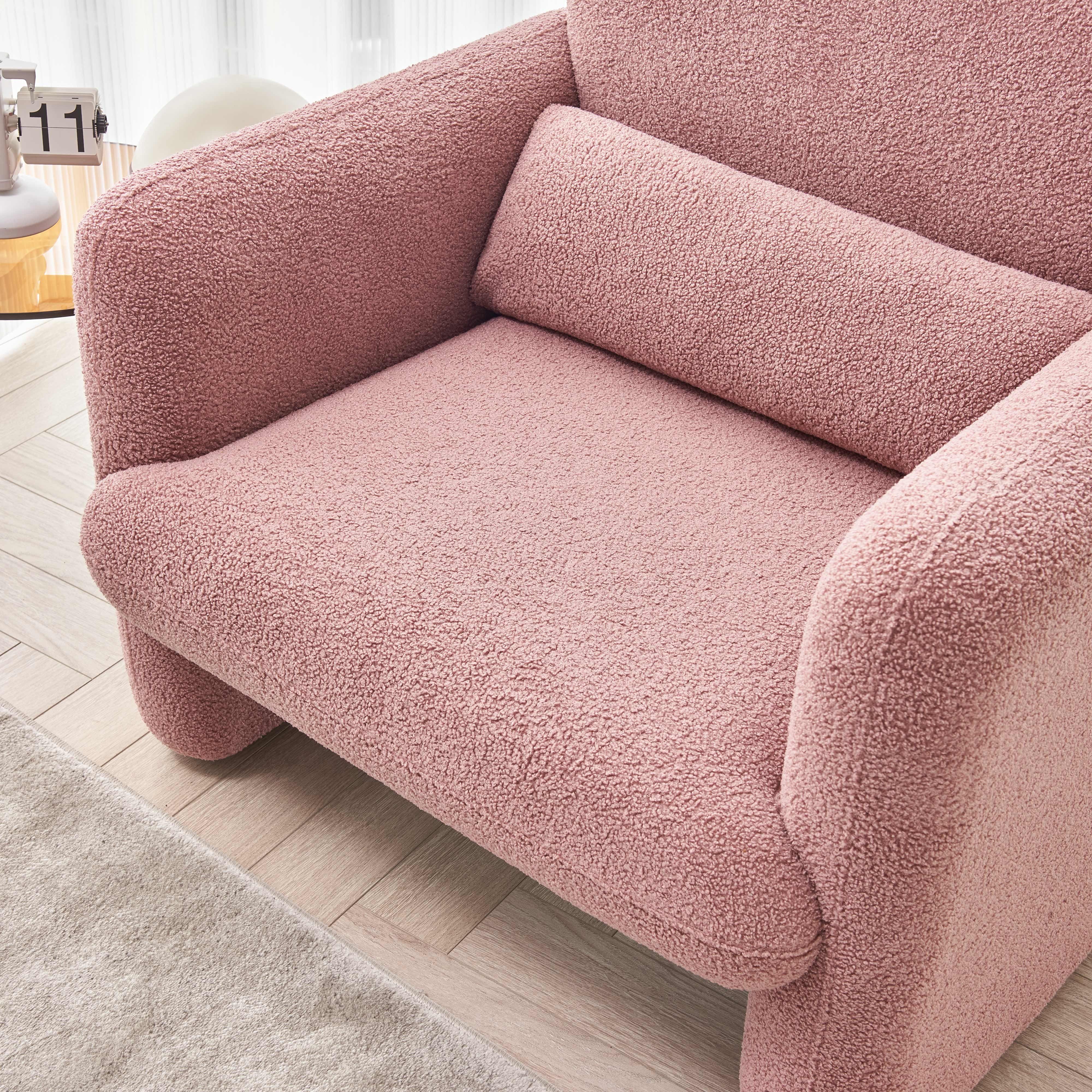(Lammwolle), beweglichem Hochelastische mit Sitze Einzelsofa Lendenkissen Polsterstuhl Sessel, rosa REDOM Loungesessel