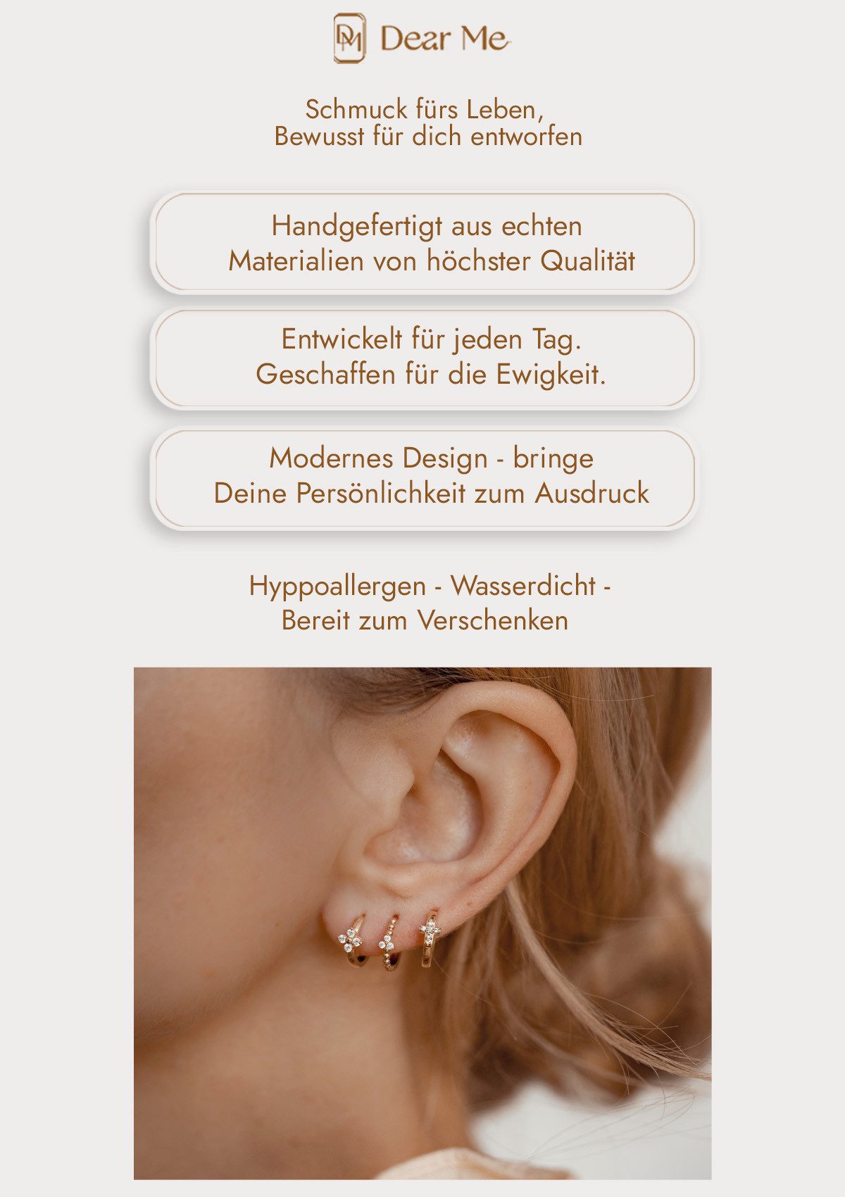 Dear Me Klappcreolen Damen 14 Karat Gold Perlen weiß, Ohrringe Massivgold, Goldohrringe 585 Echtgold mit Perle, Brautschmuck