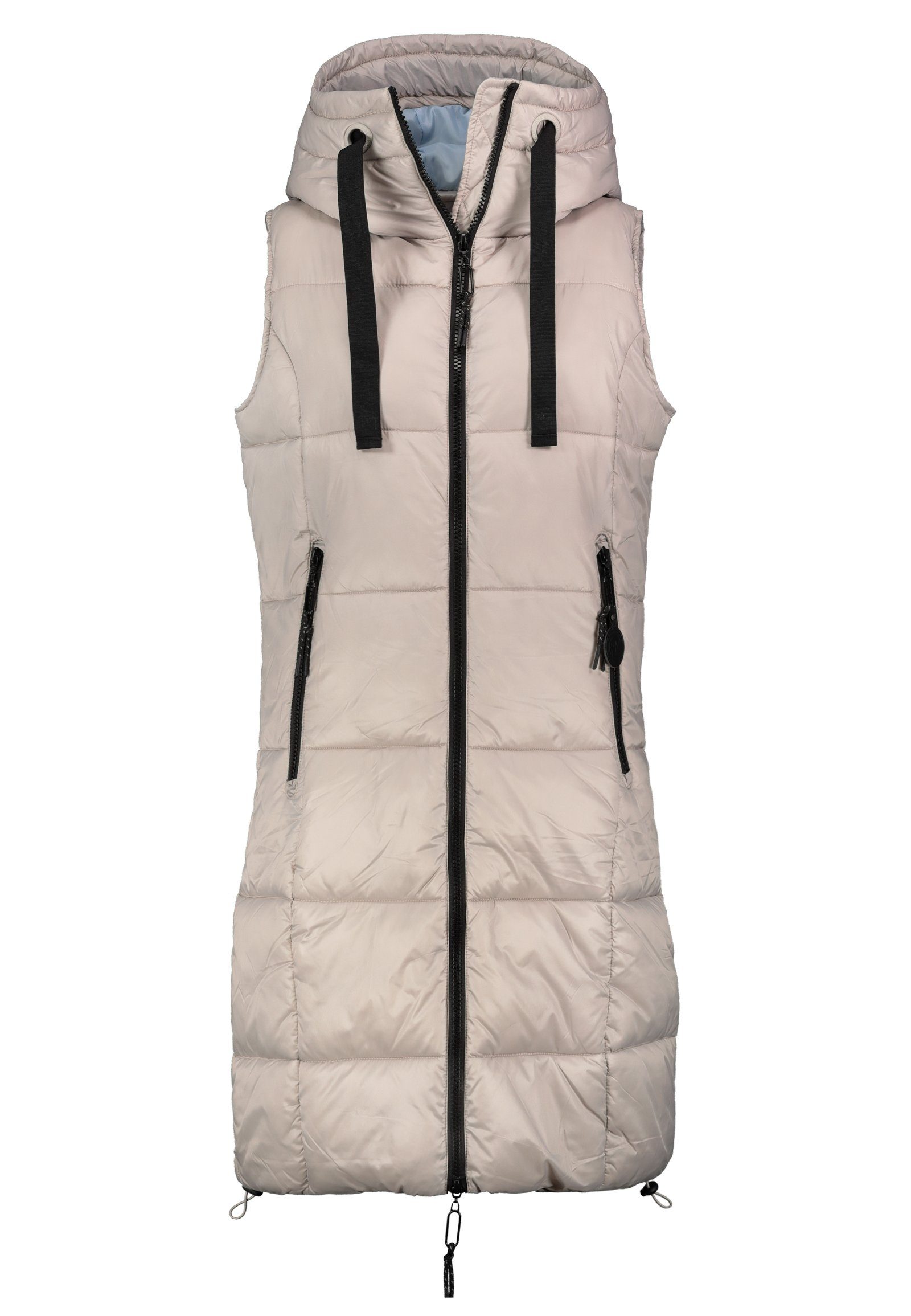 Fresh Made Steppweste Lange Stepp weste Kapuze Übergangs Herbst Frühlings Weste Windbreaker