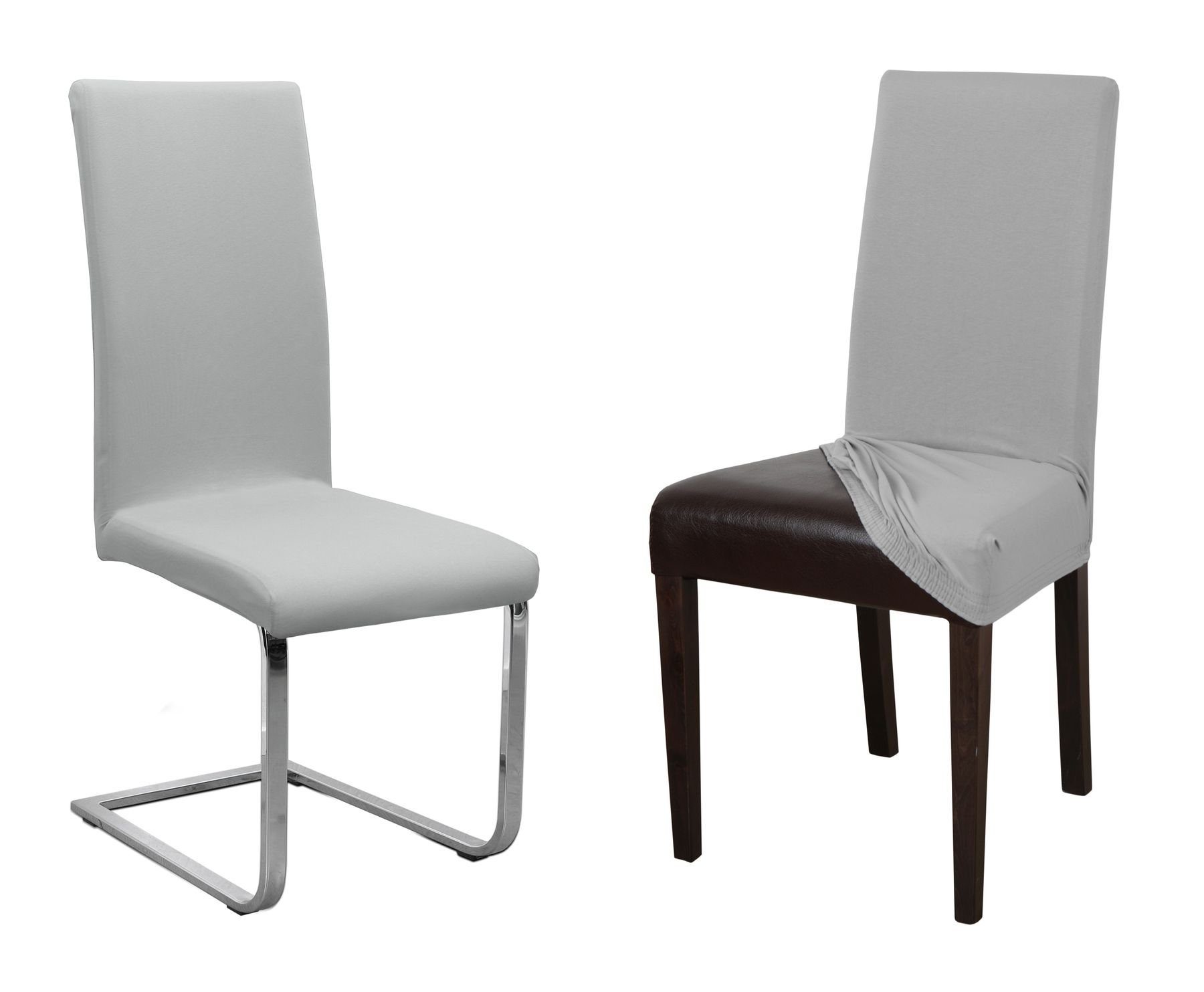 Beautex Stuhlhusse 2er Set Jersey Stuhlhusse, elastische Uni Stretch-Husse aus Baumwolle