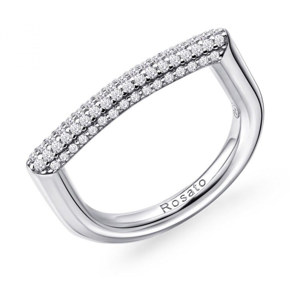 Rosato Fingerring Modern silver ring with zircons Bianca RZBI33 - Circuit: 54 mm