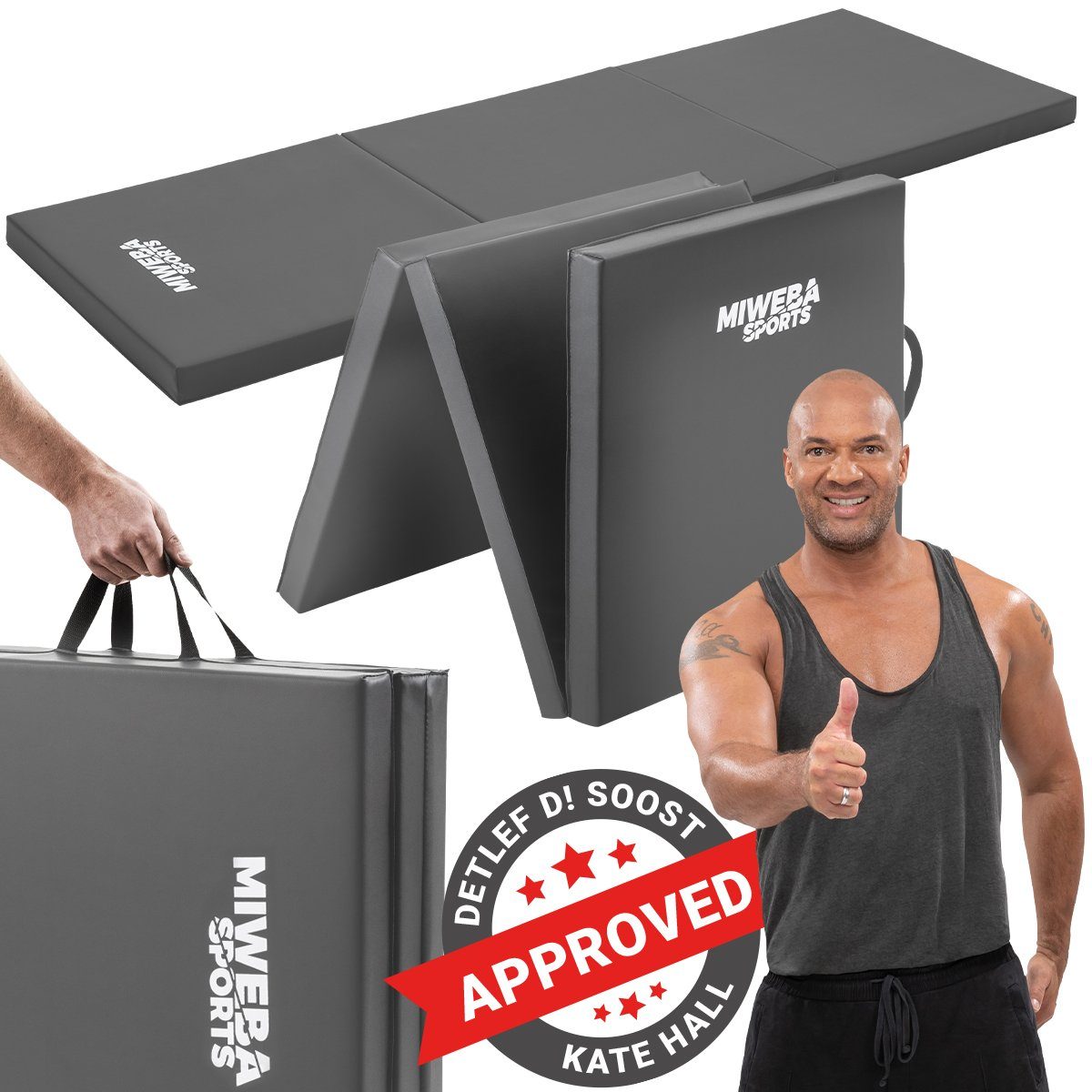 Gymnastikmatte Fitnessmatte GM100 mit Tragegriffe - faltbar