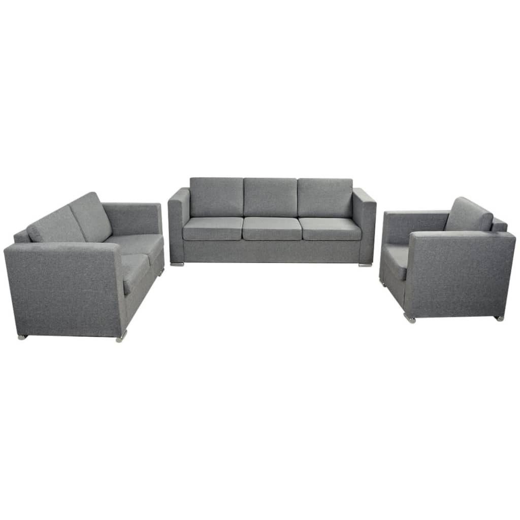 vidaXL Sofa, Dreiteilige Sofagarnitur Stoff Hellgrau günstig online kaufen