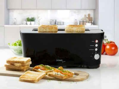 Domo Toaster, 2 lange Schlitze, für Toastbrot, 1350 W, Toastmaschine schmal 2 lange Schlitze Toster mit Cool Touch Gehäuse