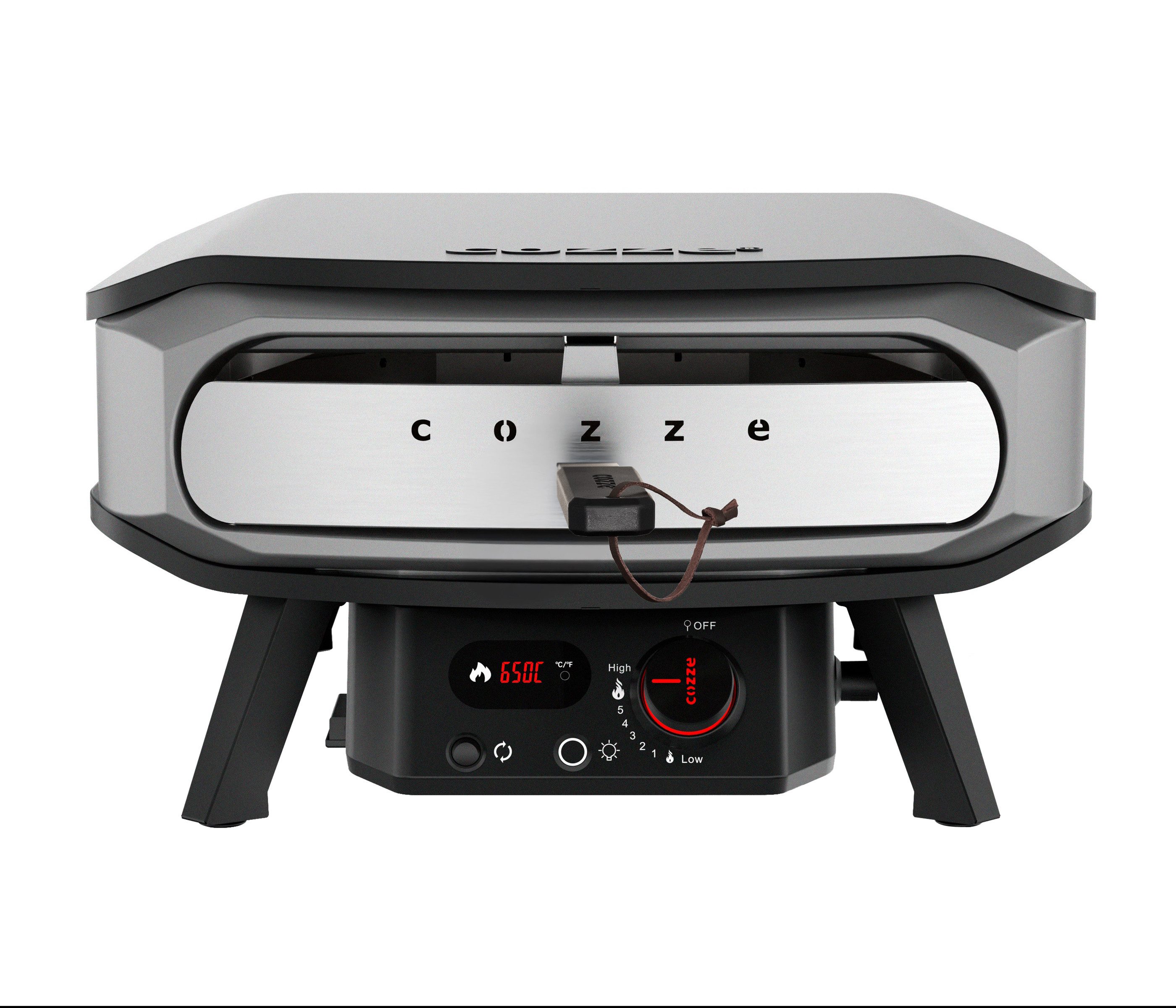 COZZE Pizzaofen Gas-Pizzaofen Premium Rotate 17", Ø 42.5 cm, Backtemperatur bis 500°C, mit großer Öffnung, Grillfläche 42.5 x 42.5 cm