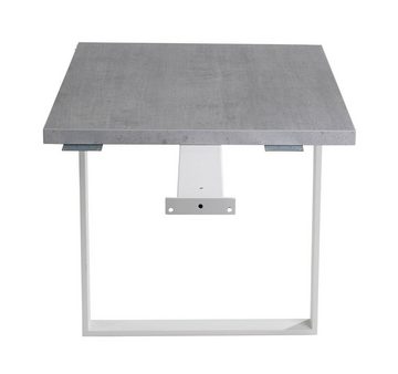 Composad Tischaufsatz Anstelltisch DISEGNO, B 90 x H 75 cm, Betondekor, Weiß lackiertes Metallgestell