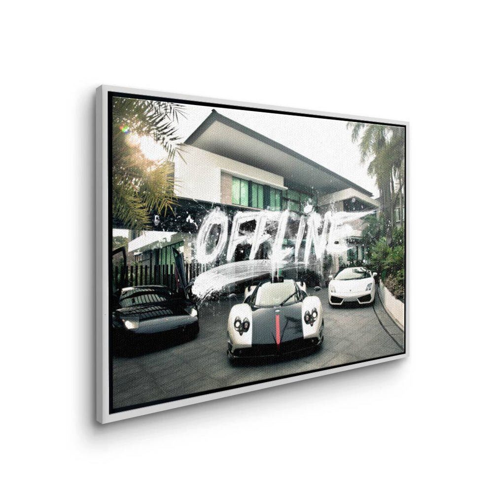 Leinwandbild, Wandbild silberner Bild Traumvilla Mindset Lifestyle Autos Rahmen - Premium & DOTCOMCANVAS®