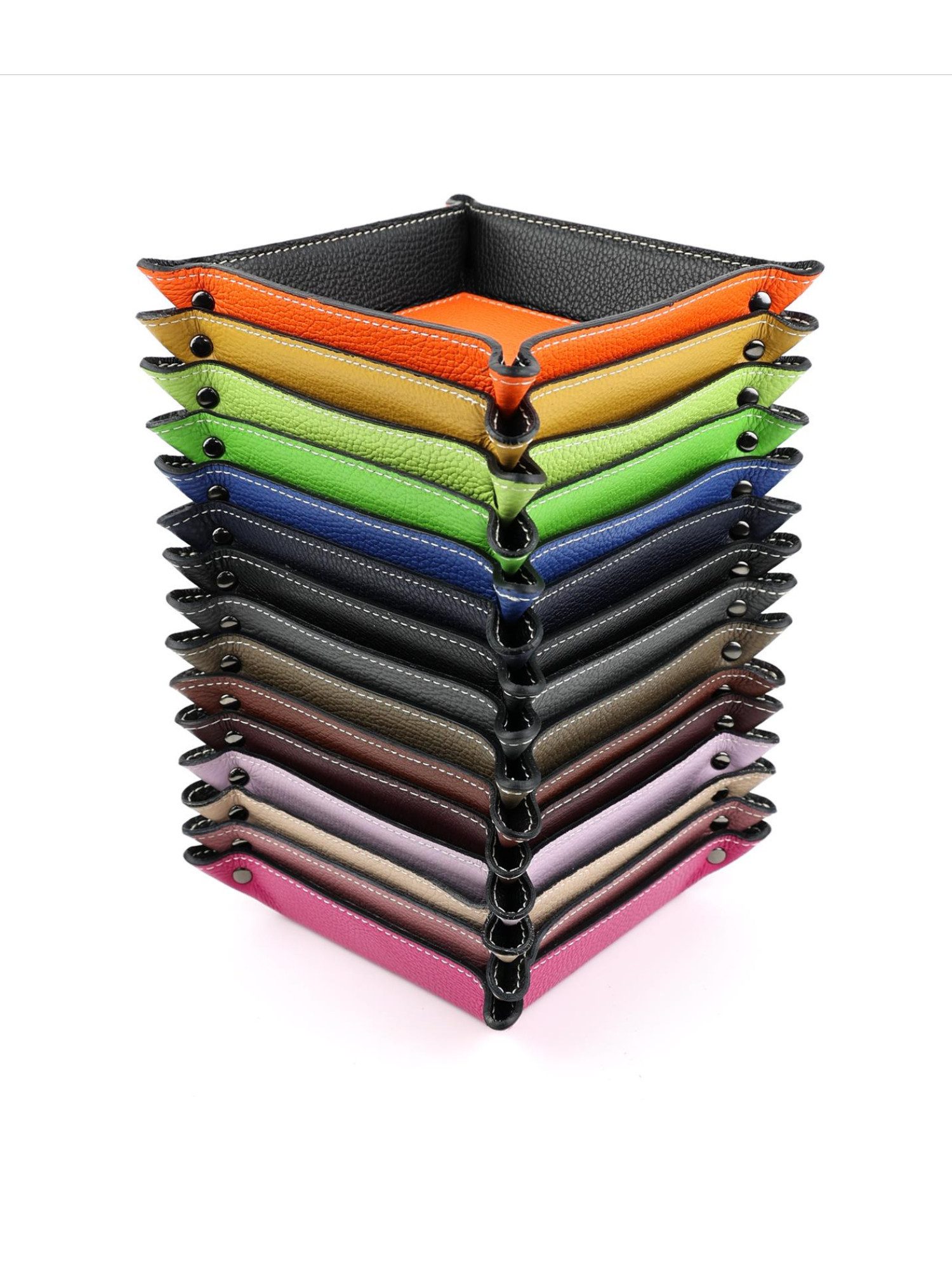 Brise Home Dekotablett Brise Home Luca – Handgefertigte Leder Ablageschale (Einzelartikel, Einzeln verpackt in Schutzfolie, ideal auch als Geschenkartikel), Platzsparend und formstabil, Hochwertige Druckknöpfe an den Ecken