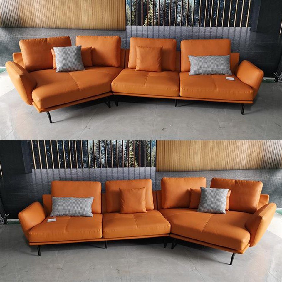JVmoebel Ecksofa Ecksofa Sofa Couch Sofas Moderne L-Form Ledersofa Braun
