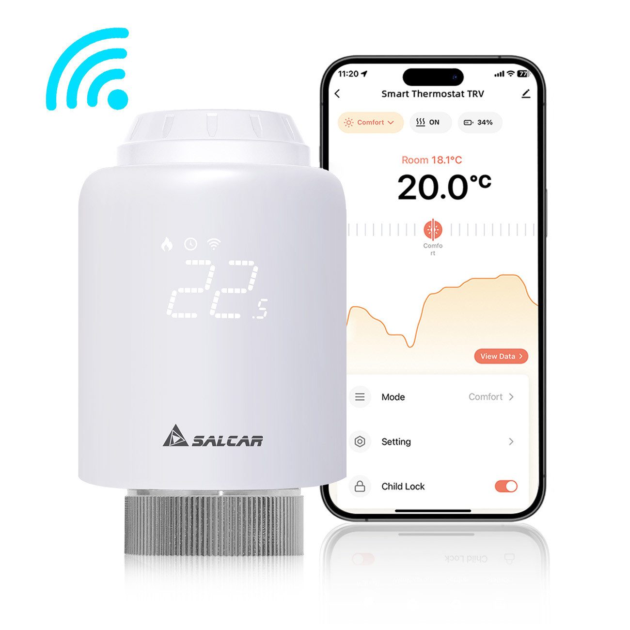 Salcar Heizkörperthermostat Smartes WiFi Heizungsthermostat, (1 St) günstig online kaufen