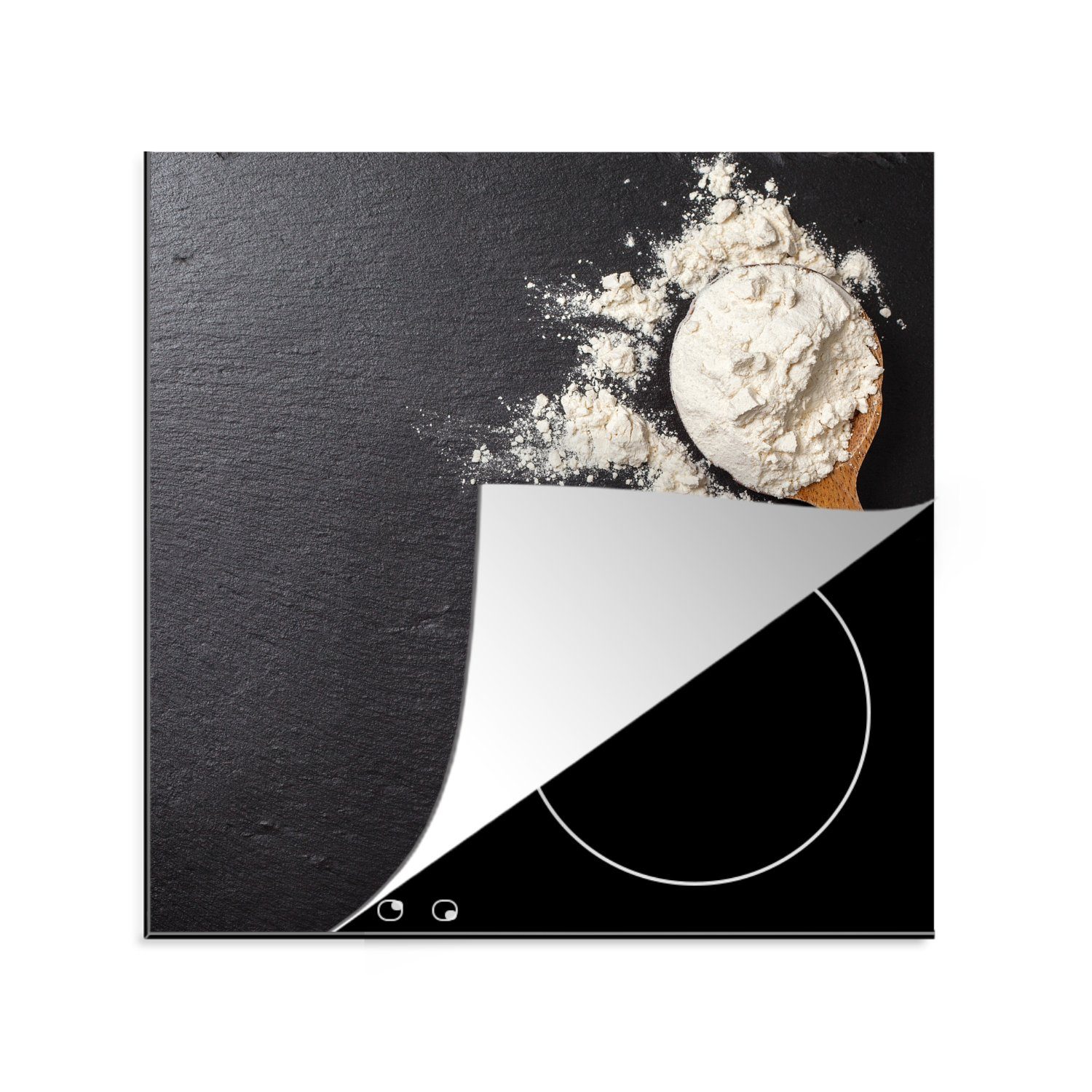 MuchoWow Herdblende-/Abdeckplatte Induktionsschutz - Backen - Backutensilien - Nudelholz - Induktion, Vinyl, (1 tlg), 78x78 cm, Ceranfeldabdeckung, Arbeitsplatte für küche