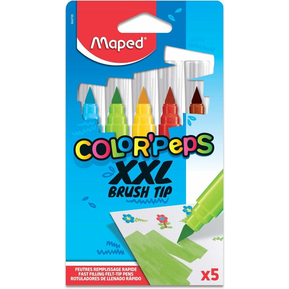 MAPED Filzstift Pinsel-Filzstift Color Peps XXL Brush Tip 5er-Sc leuchtende Цвета(ов)