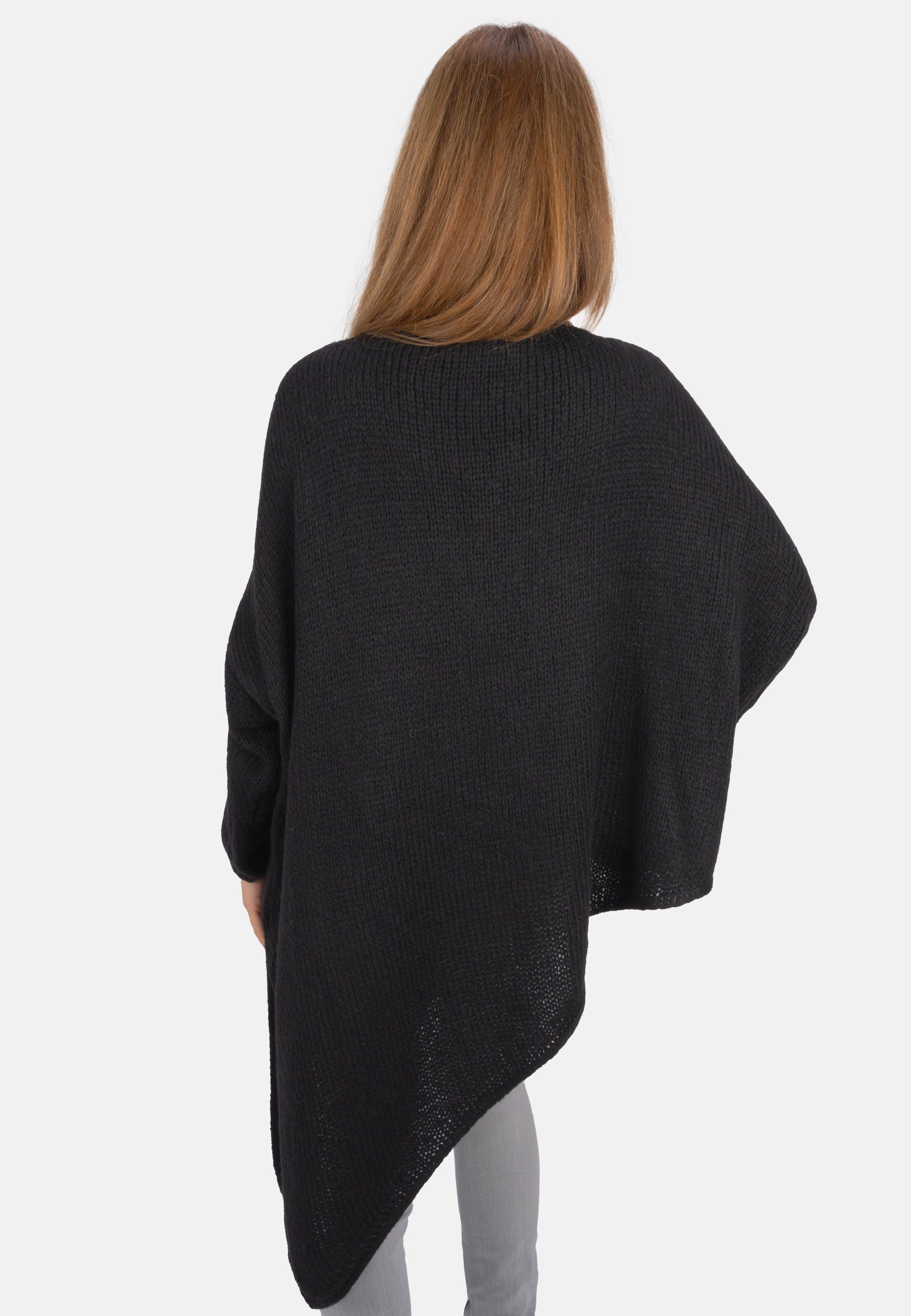 April geschnittener V-Ausschnitt-Pullover oversized Asymmetrisch, mit Schwarz of seitlichem Schlitz Pullover Rica Seasons