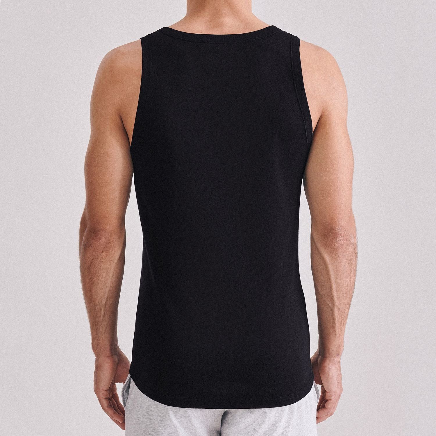 Schwarz feine Ripp-Qualität, 2 Stück) Unterhemd verlängertem 2er (Mehrpack, Rücken seidensticker mit Daywear 2-St., im Pack