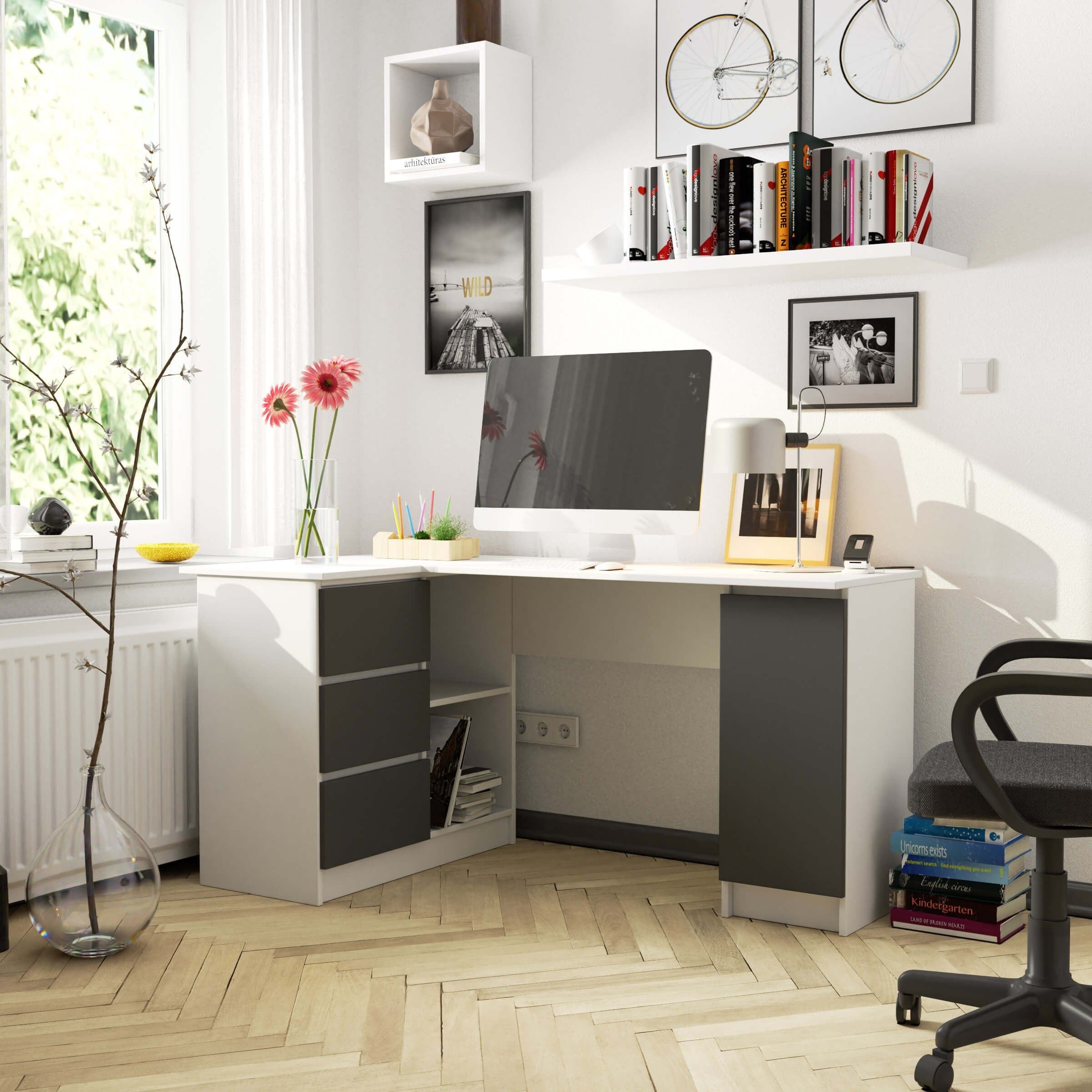 Raumhirsch Furniture Schreibtisch modern - Bürotisch mit Funktionalität & Stil - Home-Office Tisch, Hochwertige Verarbeitung, kratzfest, Selbstmontage