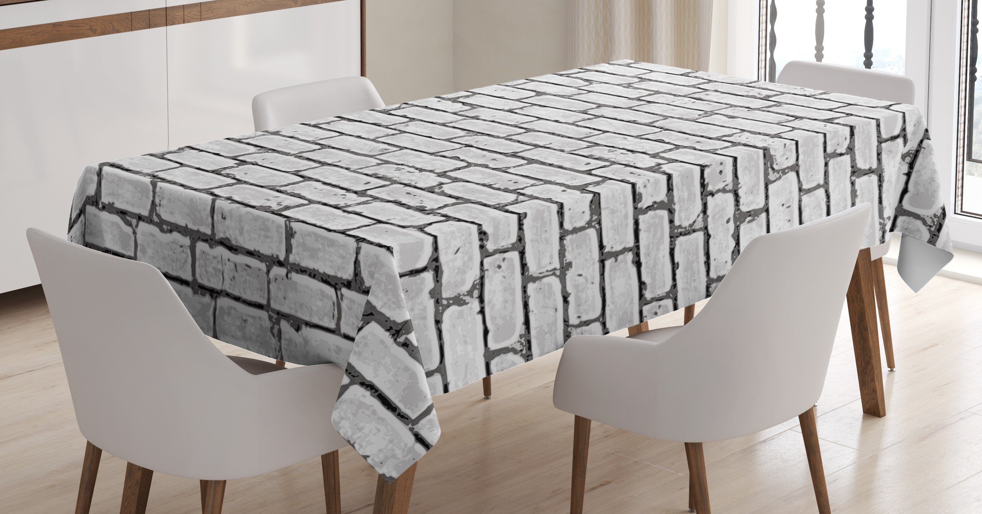 Abakuhaus Tischdecke Farbfest Retro und Klare Grau Für Waschbar Farben, Weiß Außen geeignet Ziegelmauer den Bereich
