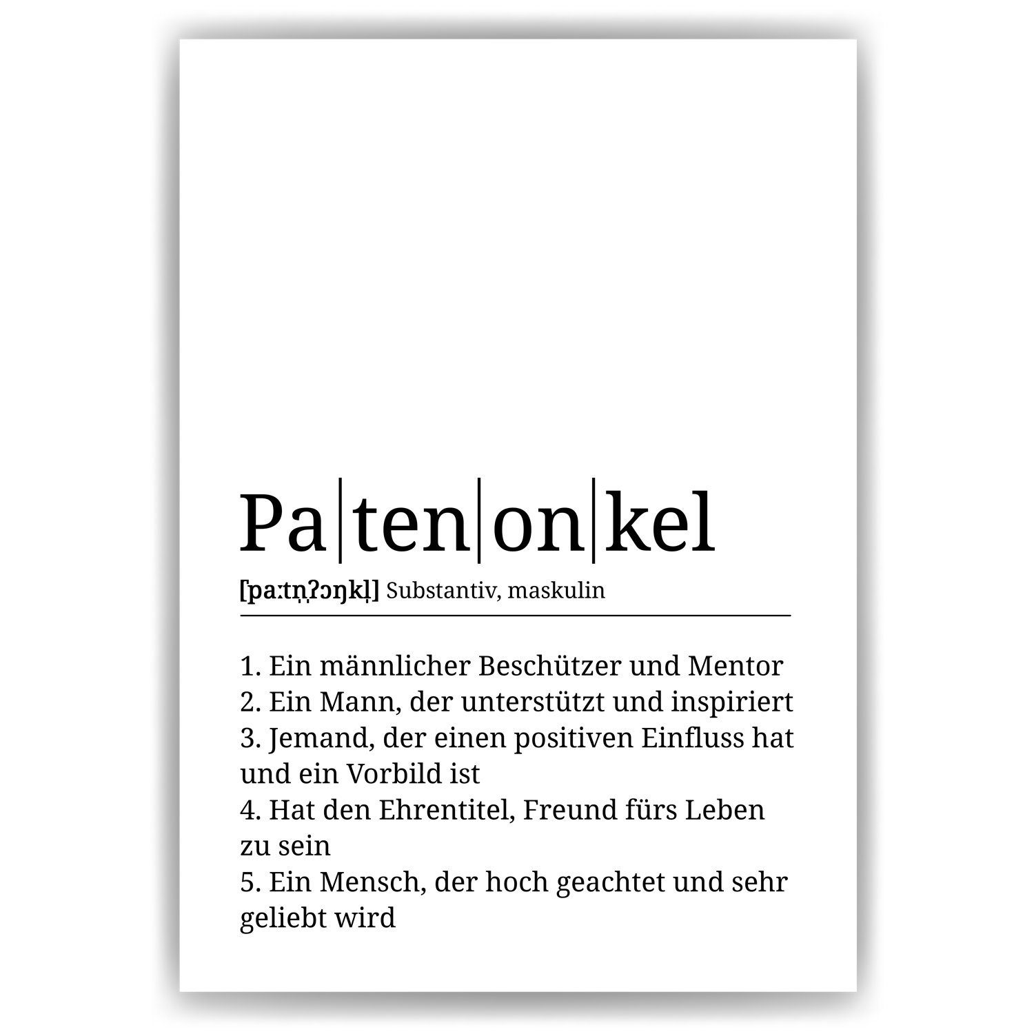 Tigerlino Poster Patenonkel Definition Wandbild Geburtstag Patenonkel Geschenk