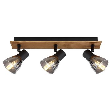 etc-shop LED Deckenspot, Leuchtmittel nicht inklusive, Deckenlampe 3 flammig schwarz Deckenleuchte Holz