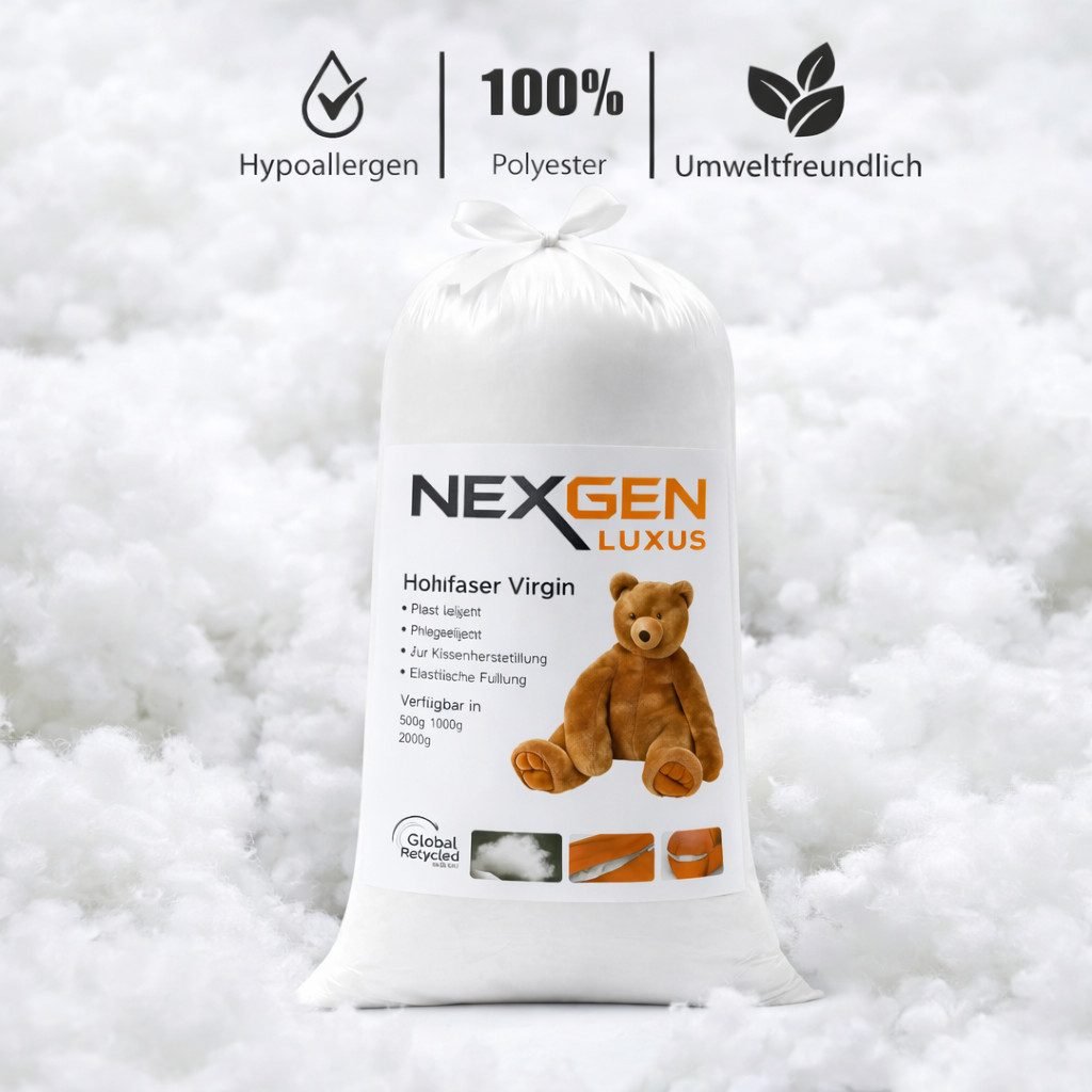 NEXGEN Luxus Kissenfüllung Füllwatte Polyester Füllung Hohlfaserfüllung für Kissen & kuscheltiere, Decken, Sofas, Plüschtiere, Sitz- & Nackenkissen, Teddybären