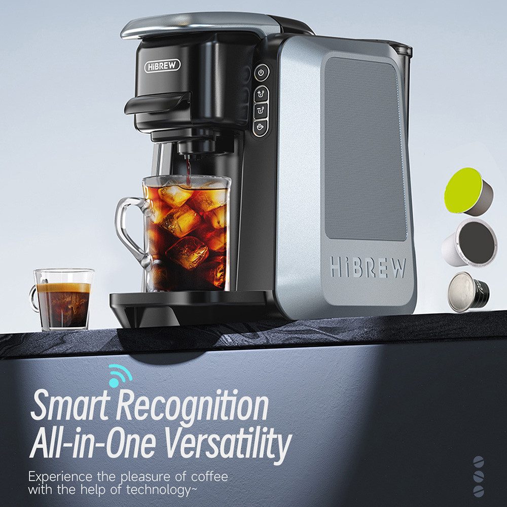 HiBREW Kapselmaschine, mit NES/DG/KCUP/Mahlkaffee, Pre-Infusion und Instant Cold Brew